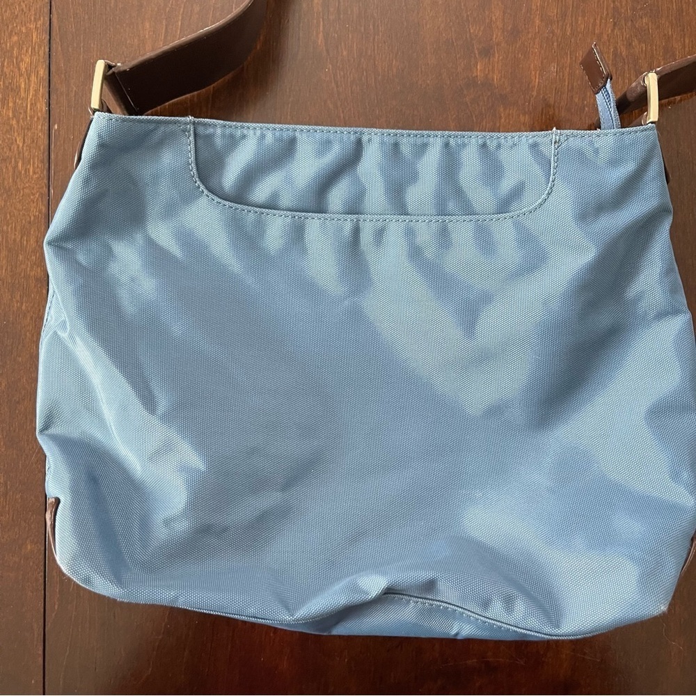 TUMI Nylon and Leather Shoulder Bag Light Blue Brown - Picture 4 of 8